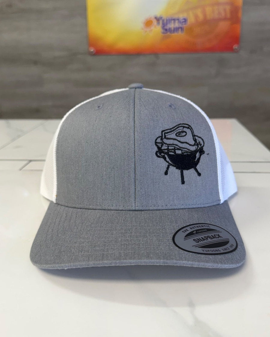 Grill Icon Trucker Hat - Heather Grey / White